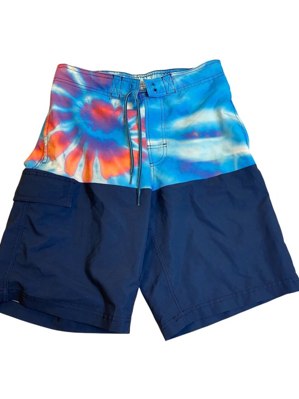 George Mens Swim Trunks Hybrid Shorts Small 28-30 Navy Tie Summer Pull On Casual